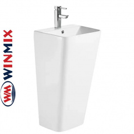 Раковина (умивальник) моноблок для підлоги Winmix Style-1101 440*380*830mm (біла) з отвором під змішувач і переливом