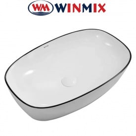 Раковина (умивальник) накладна Winmix Premium DIVERSE-0111 EDGE BLACK 600*380*140mm (чорна окантовка)