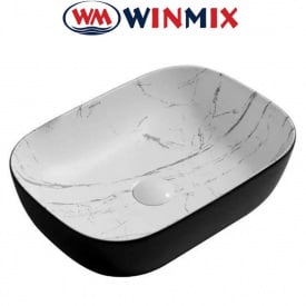 Раковина (умивальник) накладна Winmix Premium DIVERSE-0112 MARBLE BLACK 455*325*135mm (чорний+мармур)