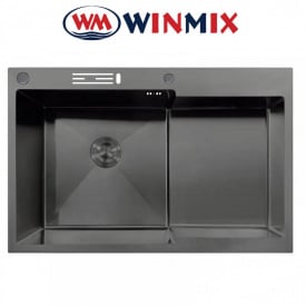 Кухонна мийка Winmix MH7849L-HK Nano-Black &quot;Глибоке крило&quot; з підставкою під ножі з нержавіючої сталі