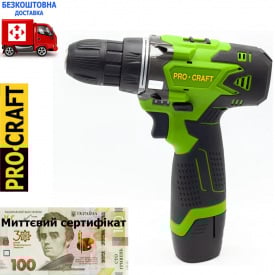 Акумуляторний шуроповерт Procraft PA12Li (2*(12В, 2А/г, у кейсі)+сертифікат