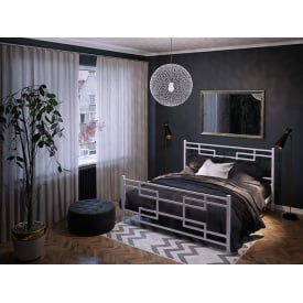 Двуспальная кровать Фавор Тенеро 120х200 см в стиле Лофт с металлическим изголовьем-изножьем белая