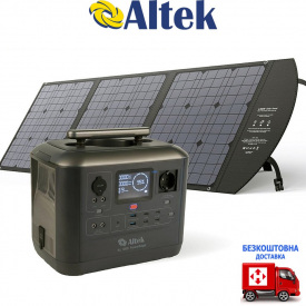 Комплект зарядна станція Altek PowerEdge CP1000 + панель розкладна 120W ALT-120, чорна