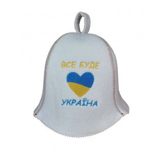 Банная шапка Luxyart Все буде Україна One Size белый LС-65