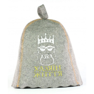 Банная шапка Luxyart One Size Хазяїн життя натуральный войлок Серый (LA-660)