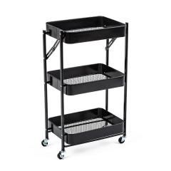 Етажерка мобільна триярусна універсальна з металу чорна 46,5*29*77,5см SW-00002099 Львов
