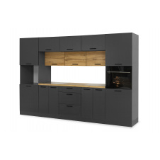 Кухонний гарнітур Олівія (модульний, 300 см, антрацит і дуб аппалачі) IMI