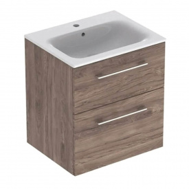 Тумба з умивальником Geberit Selnova Square 63.5х60х48 см темний горіх