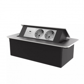 Розетка мебельная двойная с USB-С Livolo серый (VL-SHS013-TC-UC45W-6IP-S)