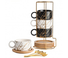 Набор чашек No Brand Мраморная роскошь 4 шт Black-White 13154-83929