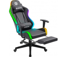 Геймерское кресло Defender Watcher полиуритановое с RGB подсветкой и подножкой Черный