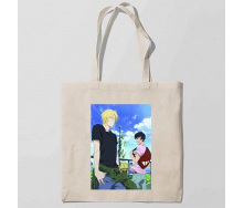 Эко-сумка шоппер с принтом Banana Fish - Банановая рыба 6 Кавун Бежевый