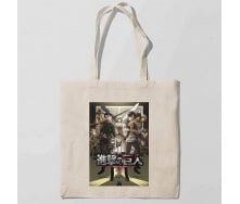 Эко-сумка шоппер с принтом Attack on Titan - Вторжение титанов 3 Кавун Бежевый