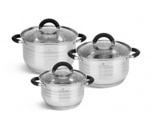 Набор кастрюль из нержавеющей стали с крышками Edenberg EB-2411 2.1/3/4 л 3 шт Серебристый