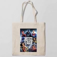 Эко-сумка шоппер с принтом Лига справедливости - Justice League Кавун Бежевый
