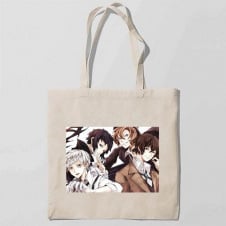 Эко-сумка шоппер с принтом Bungou Stray Dogs - Бродячие псы 2 Кавун Бежевый