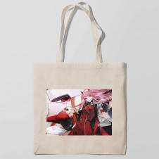 Эко-сумка шоппер с принтом Милый во Франксе Darling in the FranXX 5 Кавун Бежевый