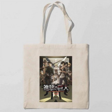 Эко-сумка шоппер с принтом Attack on Titan - Вторжение титанов 3 Кавун Бежевый