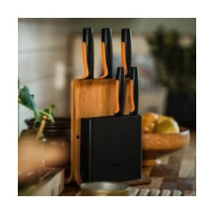 Набор кухонных ножей с бамбуковым блоком Fiskars Functional Form ™ 5 шт 1057552 Николаев