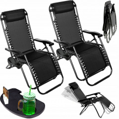 Комплект шезлонгов Garden Line Relax до 130 кг Black 2 шт Вишневе