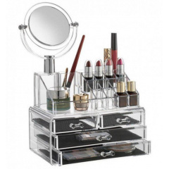 Настольный акриловый органайзер для косметики OPT-TOP Cosmetic Storage Box на 3 двери с зеркалом (1756375357) Ровно