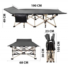 Раскладушка туристическая No Brand 190x68x36 см Черный (2104618599) Київ