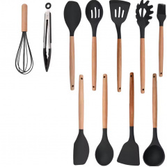 Набор кухонных принадлежностей Kitchenware Set 12 шт Черный (hub_ic3zk5) Київ