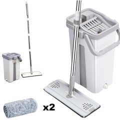 Комплект для уборки 2в1 No Brand Cleaning Kit швабра Лентяйка со складной ручкой и ведро с автоматическим отжимом Геническ