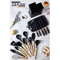 Набор кухонных принадлежностей Zepline ZP-107 с набором ножей 19 предметов Черный (2104618510) Винница