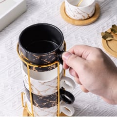 Набор чашек No Brand Мраморная роскошь 4 шт Black-White 13154-83929 Чернігів