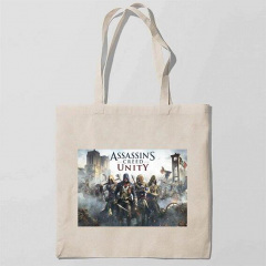 Эко-сумка шоппер с принтом Assassin's Creed unity Единство Кавун Бежевый Вишневое