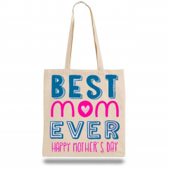 Эко-сумка шоппер с принтом "Best mom ever" Кавун Бежевый Днепр