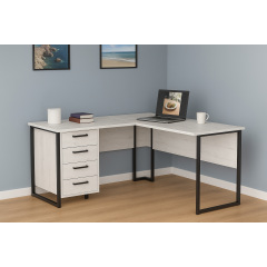 Стол угловой офисный Tobi Sho LOFT Iceberg СУЛА/2-1 с 4 ящиками столешница 18 мм, 1600х1400х750 Дуб крафт белый Запорожье