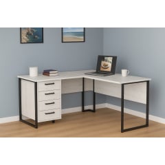 Стіл кутовий офісний Tobi Sho LOFT Iceberg СУЛА/2-1 з 4 шухлядами стільниця 18 мм, 1400х1400х750 Дуб крафт білий Рівне