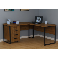 Стол угловой офисный Tobi Sho LOFT Volcano СУЛВ/2-1 с 4 ящиками столешница 18 мм, 1600х1400х750 Фаервуд Виноградов