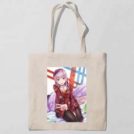 Эко-сумка шоппер с принтом Милый во Франксе Darling in the FranXX Кавун Бежевый