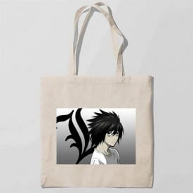 Эко-сумка шоппер с принтом Death Note - Тетрадь смерти 8 Кавун Бежевый