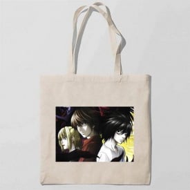 Эко-сумка шоппер с принтом Death Note - Тетрадь смерти Кавун Бежевый