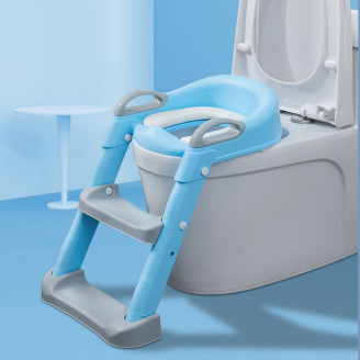 Накладка на унитаз с лесенкой Baby Assistant DA6901 Голубо-серый
