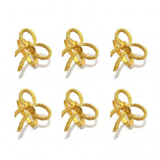 Набор колец для салфеток No Brand Бантики 6 шт Gold (GB6)