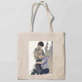 Эко-сумка шоппер с принтом Banana Fish - Банановая рыба 5 Кавун Бежевый