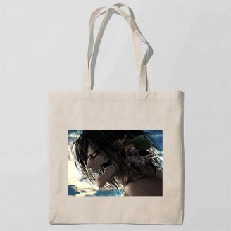 Эко-сумка шоппер с принтом Attack on Titan - Вторжение титанов 17 Кавун Бежевый