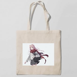 Эко-сумка шоппер с принтом Милый во Франксе Darling in the FranXX 3 Кавун Бежевый