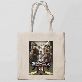 Эко-сумка шоппер с принтом Attack on Titan - Вторжение титанов 3 Кавун Бежевый