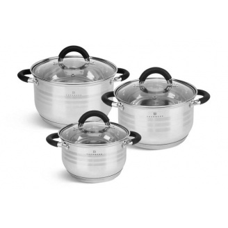 Набор кастрюль из нержавеющей стали с крышками Edenberg EB-2411 2.1/3/4 л 3 шт Серебристый