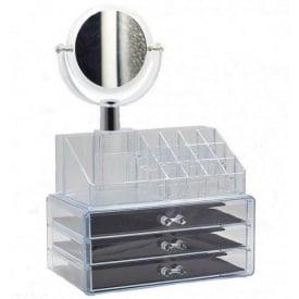 Настольный акриловый органайзер для косметики OPT-TOP Cosmetic Storage Box на 3 двери с зеркалом (1756375357)