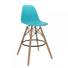 Барний стілець Тауер-Вуд блакитний на дерев'яних ніжках Вышгород
