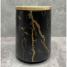 Банка фарфоровая с бамбуковой крышкой 720 мл черная Bona Di 805-721