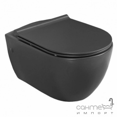 Безободковый подвесной унитаз с сидением дюропласт softclose Bella CeraStyle City АР000040663 матовый черный Охтирка