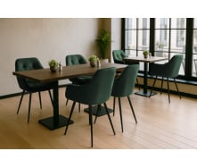 Комплект обеденных стульев Арис М-65 (6 шт.) с подлокотниками, велюр Изумруд/черный, для кухни, столовой, 860×580×590 мм